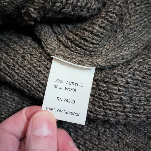 Daniele Blasi Mens Chunky Knit Cardigan XL Gray Sherpa Collar Wool Blend Grandpa - Picture 10 of 13